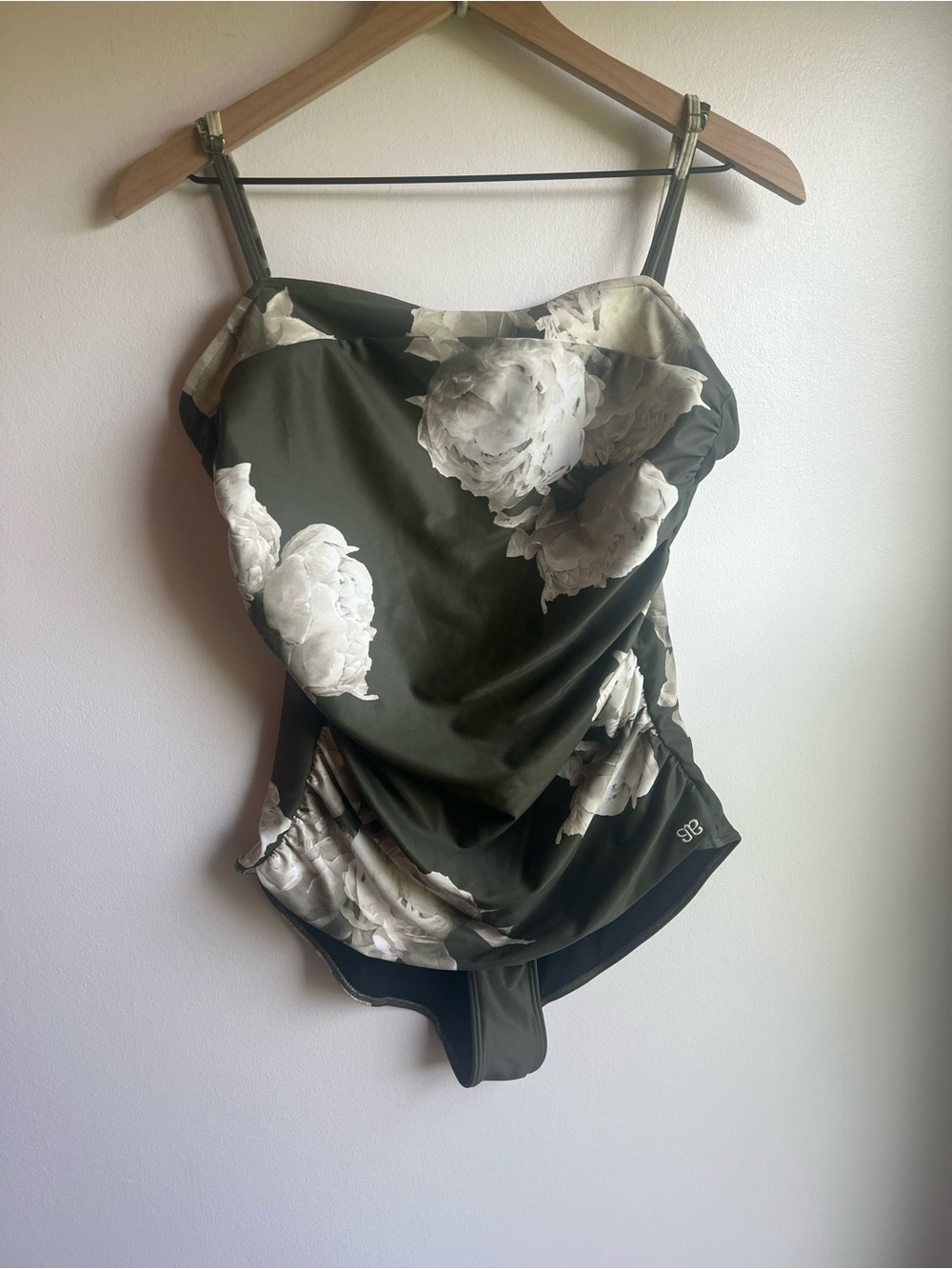 Albion Green Floral Draped One-Piece Swimsuit size large